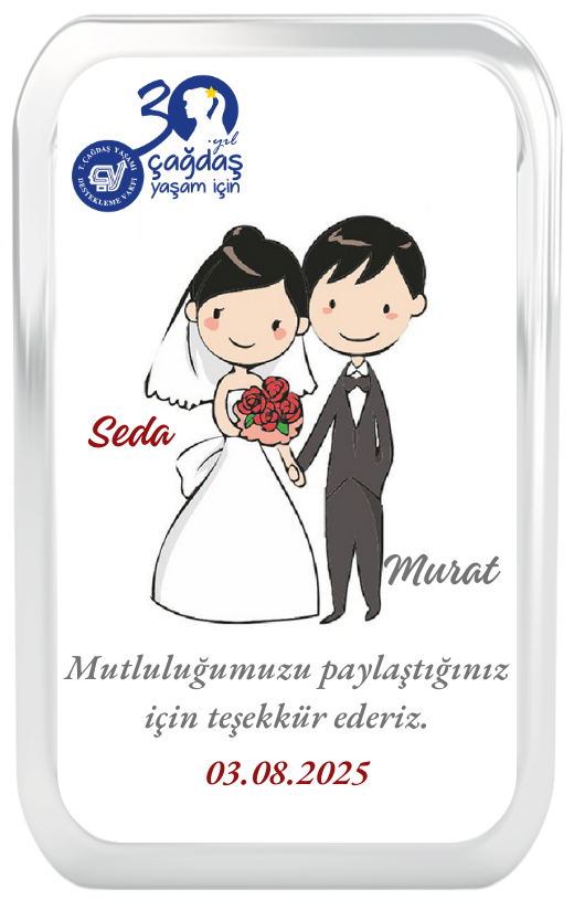 Magnet Buketli Plexi Çerçeve Nikah
