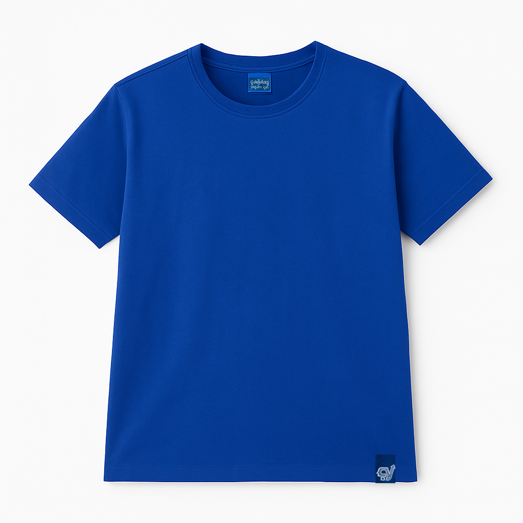 T-Shirt Çağdaş Yaşam İçin Saks Mavi XL